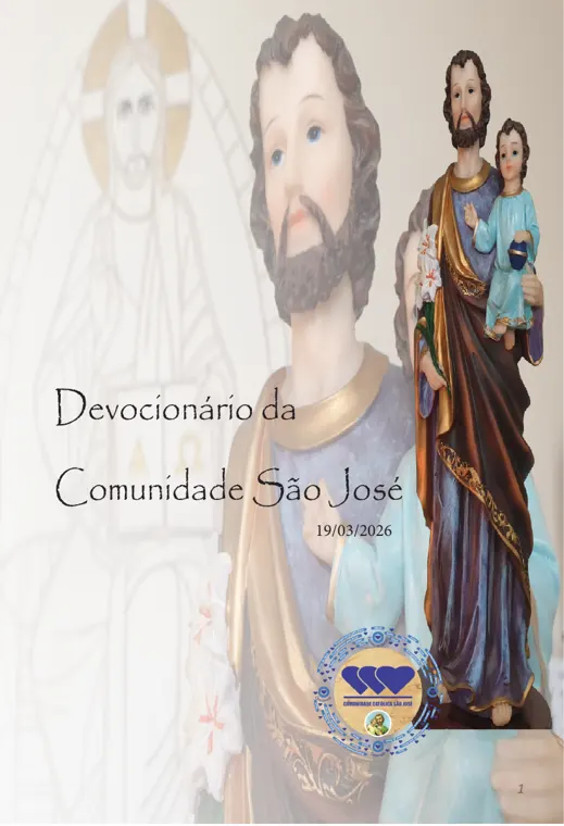 Capa do Devocionário da Comunidade São José, com a imagem de São José e o Menino Jesus